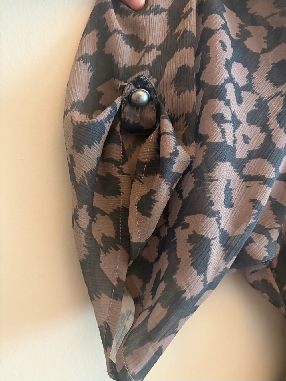 Express Taupe and Black Leopard Print Smocked Waist Dress Women’s Large - Picture 3 of 8
